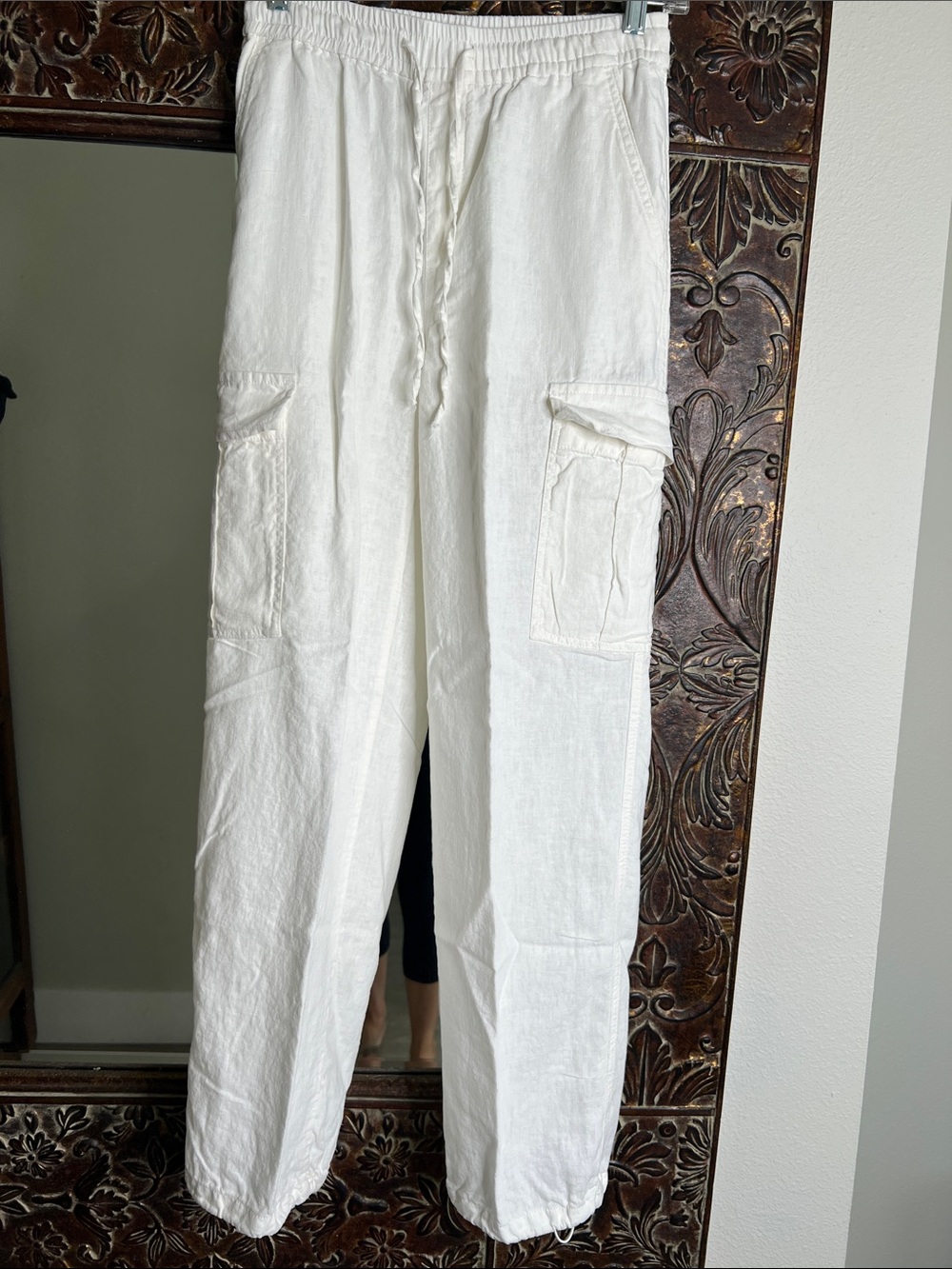 NWOT Love Tree White Cargo Linen Pants